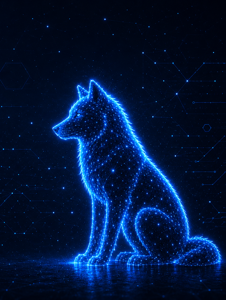 OpenWolfpack Agentic Workforce Network diagram showing neural paths and cybernetic nodes